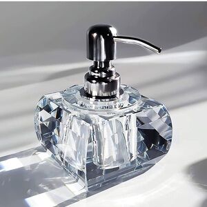 Crystal Soap Dispenser with Silver Pump. HEAVY CRYSTAL. Used one month